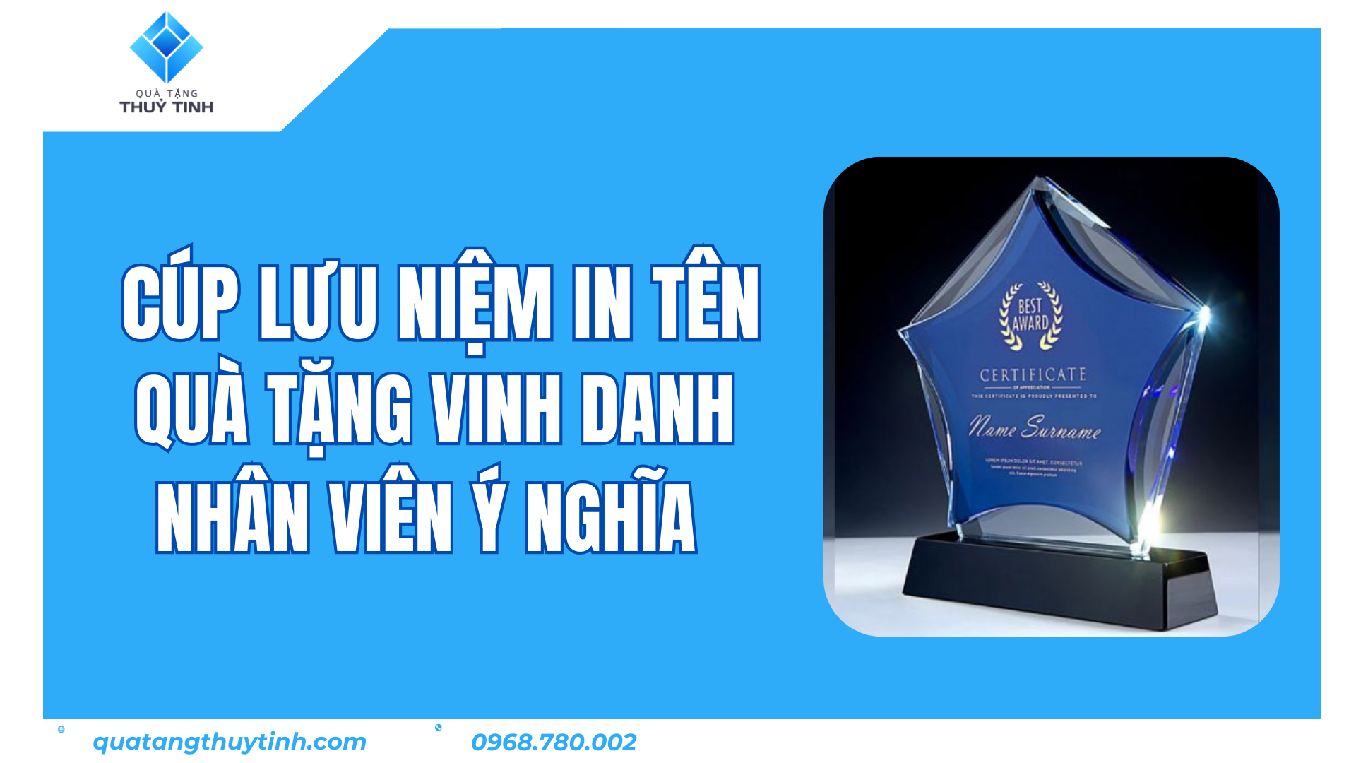 Cúp Lưu Niệm In Tên – Quà Tặng Vinh Danh Nhân Viên Ý Nghĩa