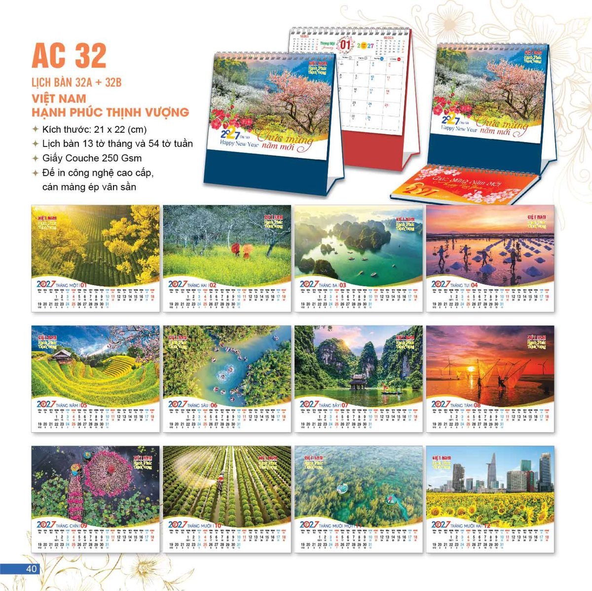 Lịch Để Bàn 2027 AC Mẫu AC32 (21 x 22 cm) Bộ Quà Tặng Doanh Nghiệp Thủy Tinh & Lịch Lịch Để Bàn 2027 AC Mẫu AC32 (21 x 22 cm) Bộ Quà Tặng Doanh Nghiệp Thủy Tinh & Lịch in logo doanh nghiệp quà tặng Tết tại Quà Tặng Thủy Tinh VN