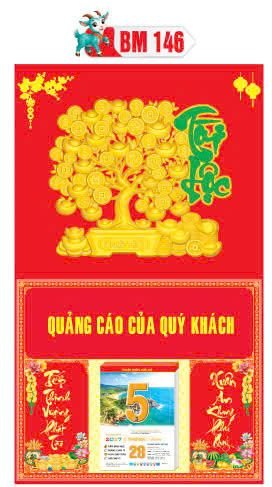 Bìa Lịch Treo Khung Đại Gắn Bloc BM 2027 BM146 - Kim Dương Phú Quý - Quà Tặng Thủy Tinh