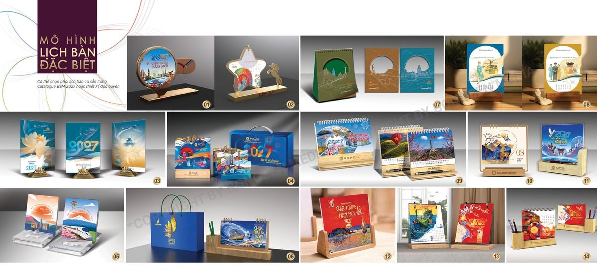 Lịch Bloc Siêu Cực Đại 2027 BS07 Bộ Quà Tặng Doanh Nghiệp Thủy Tinh & Lịch