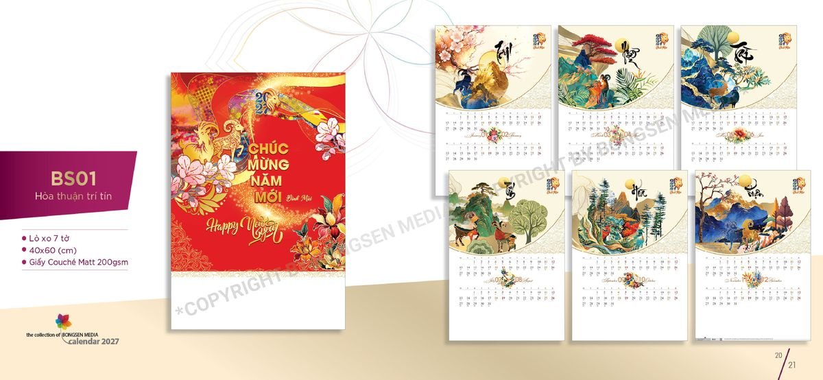 Lịch Bloc Siêu Cực Đại 2027 BS11 Bộ Quà Tặng Doanh Nghiệp Thủy Tinh & Lịch