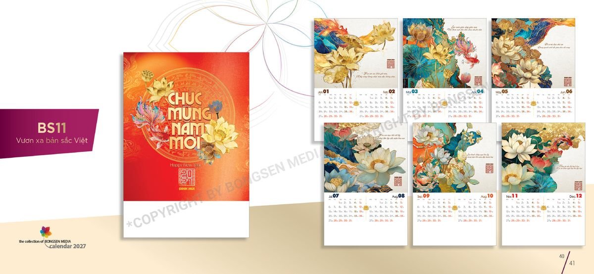 Lịch 7 Tờ Lò Xo 2027 BS21 Bộ Quà Tặng Doanh Nghiệp Thủy Tinh & Lịch
