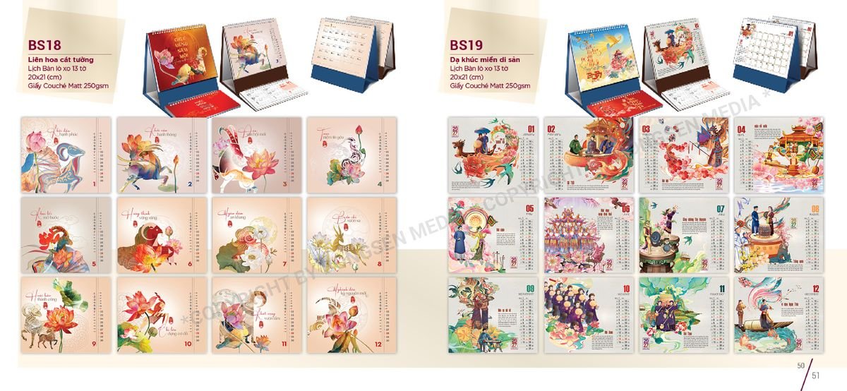 Lịch Để Bàn Nghệ Thuật 2027 BS26 Bộ Quà Tặng Doanh Nghiệp Thủy Tinh & Lịch