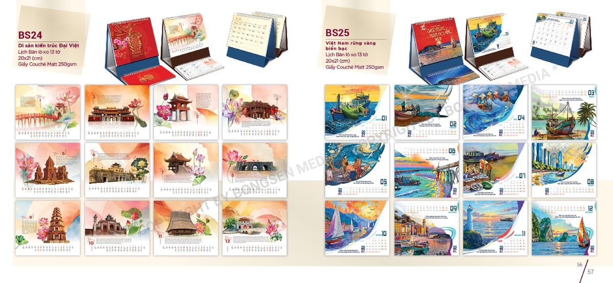 Lịch Để Bàn Nghệ Thuật 2027 BS29 Bộ Quà Tặng Doanh Nghiệp Thủy Tinh & Lịch