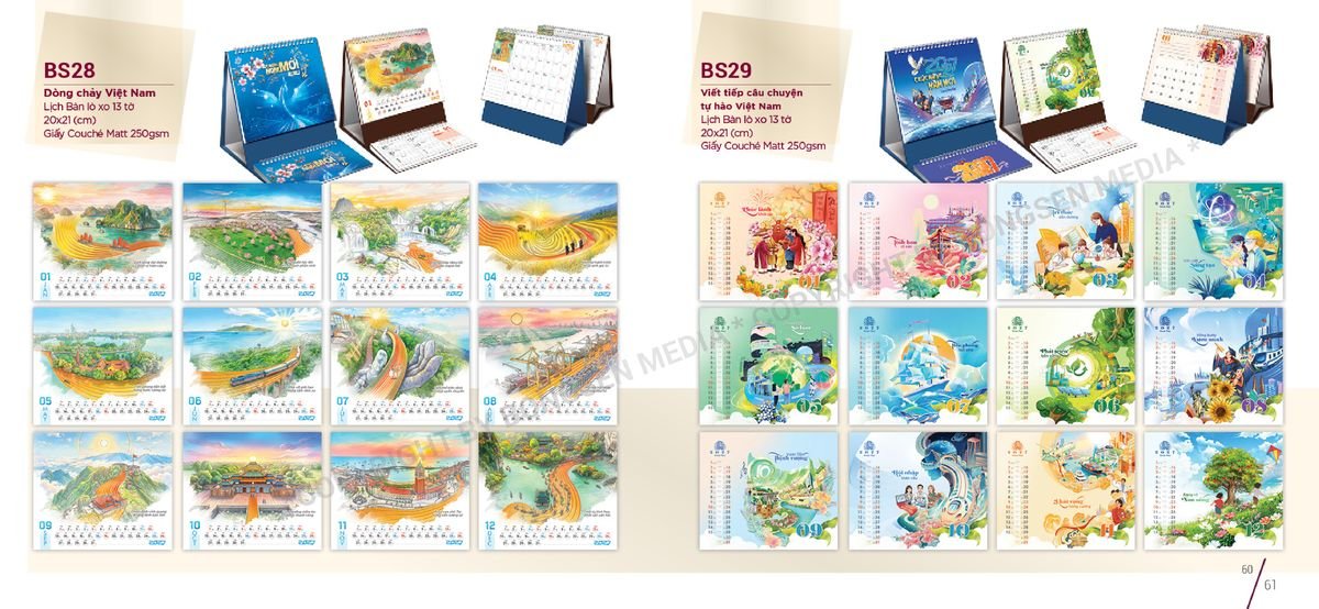 Lịch Để Bàn Nghệ Thuật 2027 BS31 Bộ Quà Tặng Doanh Nghiệp Thủy Tinh & Lịch