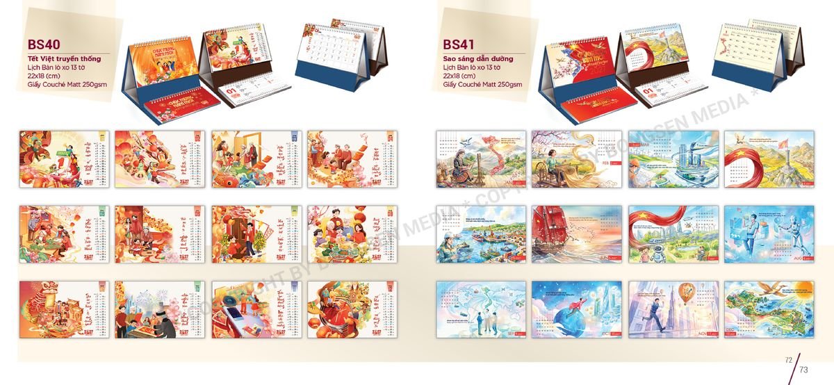 Lịch Để Bàn Nghệ Thuật 2027 BS37 Bộ Quà Tặng Doanh Nghiệp Thủy Tinh & Lịch