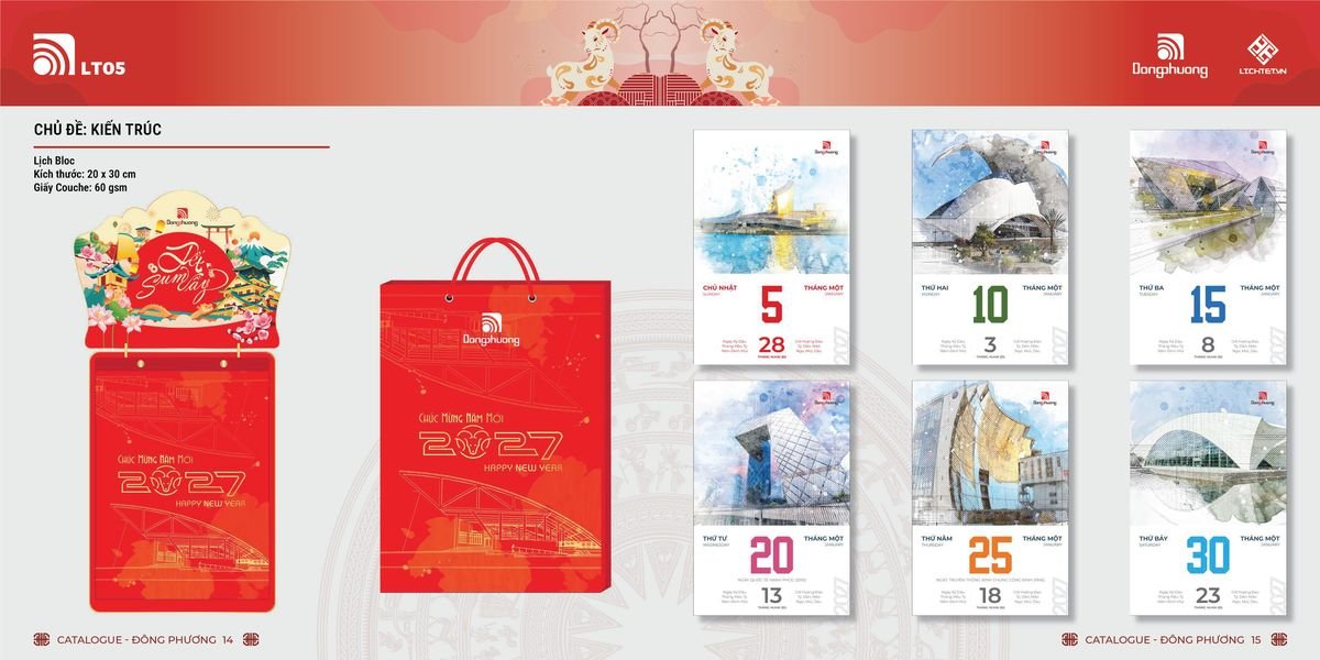 Lịch Bloc ĐP 2027 DP06 Bộ Quà Tặng Doanh Nghiệp Thủy Tinh & Lịch
