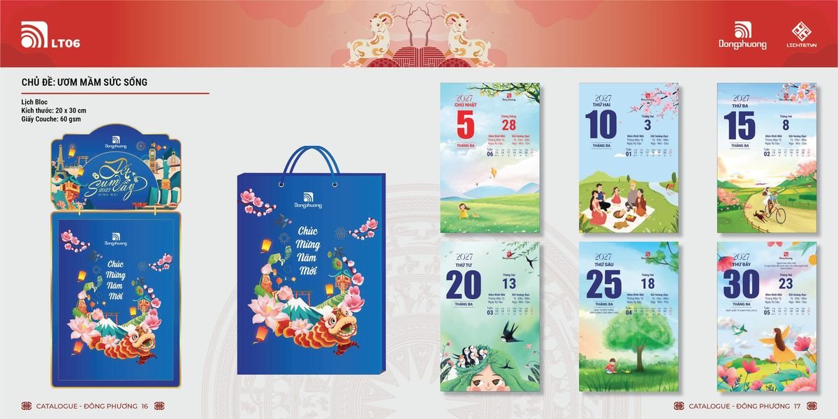 Lịch Bloc Đông Phương 2027 DP07 Bộ Quà Tặng Doanh Nghiệp Thủy Tinh & Lịch