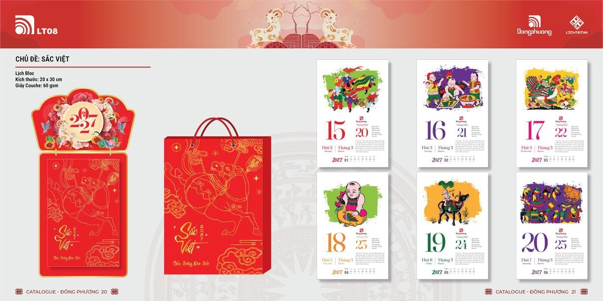 Lịch Bloc Đông Phương 2027 DP09 Bộ Quà Tặng Doanh Nghiệp Thủy Tinh & Lịch