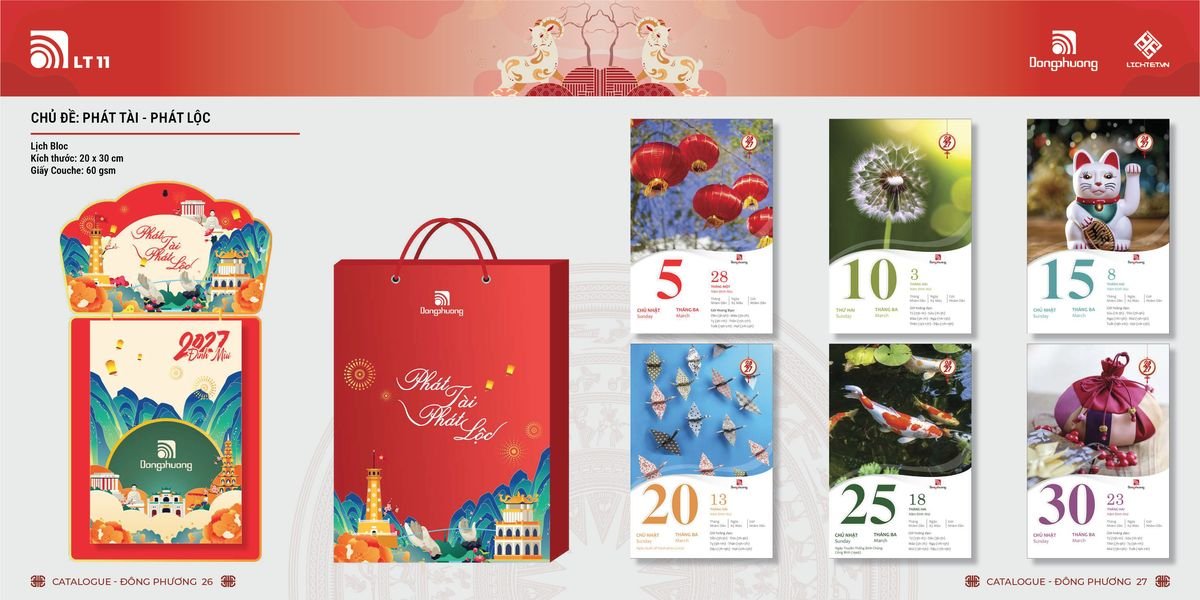 Lịch Bloc Đông Phương 2027 DP12 Bộ Quà Tặng Doanh Nghiệp Thủy Tinh & Lịch