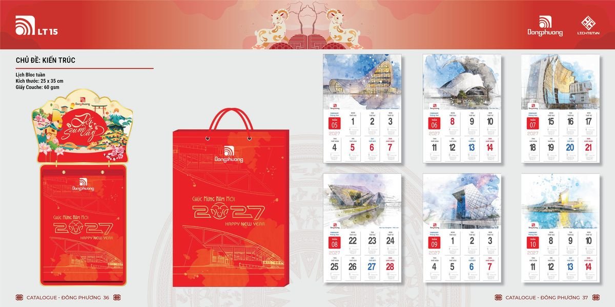Lịch Bloc ĐP 2027 DP17 Bộ Quà Tặng Doanh Nghiệp Thủy Tinh & Lịch
