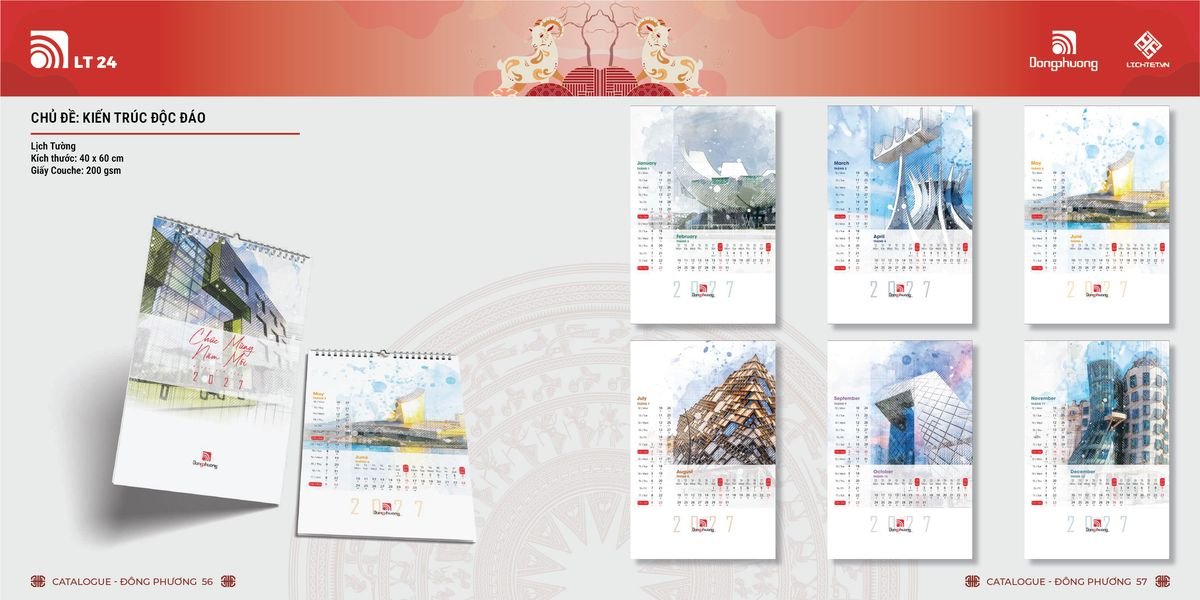 Lịch Bloc Đông Phương 2027 DP27 Bộ Quà Tặng Doanh Nghiệp Thủy Tinh & Lịch