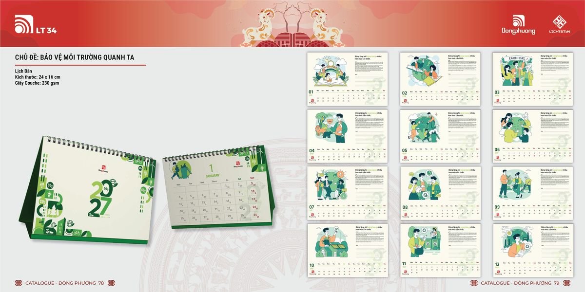 Lịch Bloc Đông Phương 2027 DP38 Bộ Quà Tặng Doanh Nghiệp Thủy Tinh & Lịch
