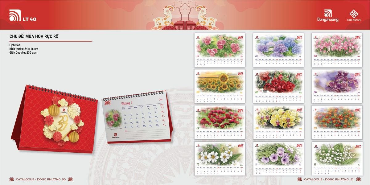 Lịch Bloc Đông Phương 2027 DP44 Bộ Quà Tặng Doanh Nghiệp Thủy Tinh & Lịch