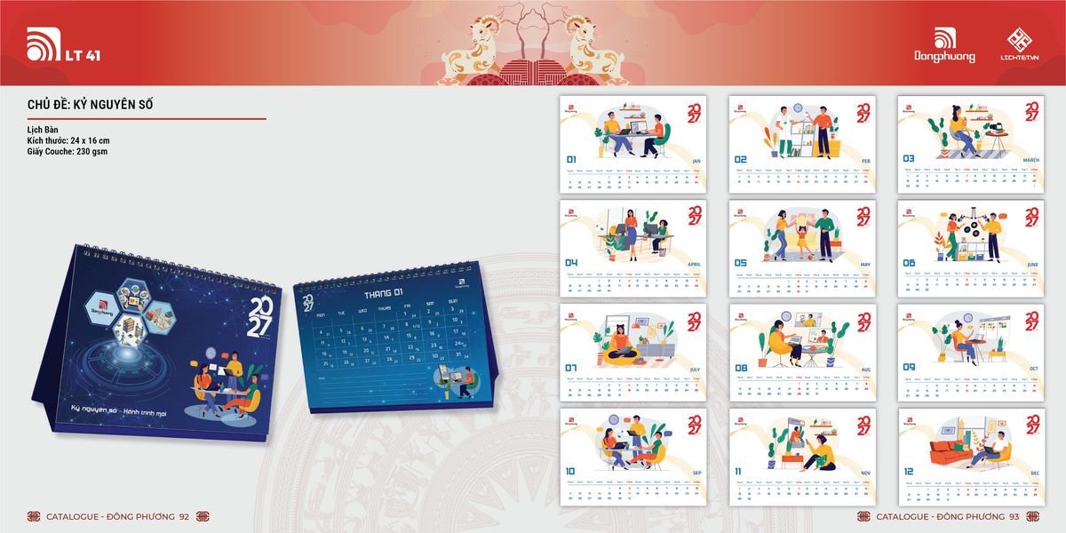 Lịch Bloc Đông Phương 2027 DP45 Bộ Quà Tặng Doanh Nghiệp Thủy Tinh & Lịch