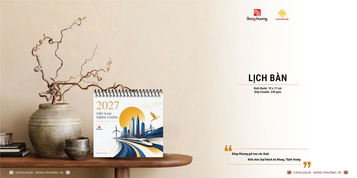 Lịch Bloc ĐP 2027 DP47 Bộ Quà Tặng Doanh Nghiệp Thủy Tinh & Lịch
