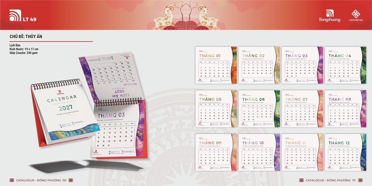 Lịch Bloc Đông Phương 2027 DP54 Bộ Quà Tặng Doanh Nghiệp Thủy Tinh & Lịch