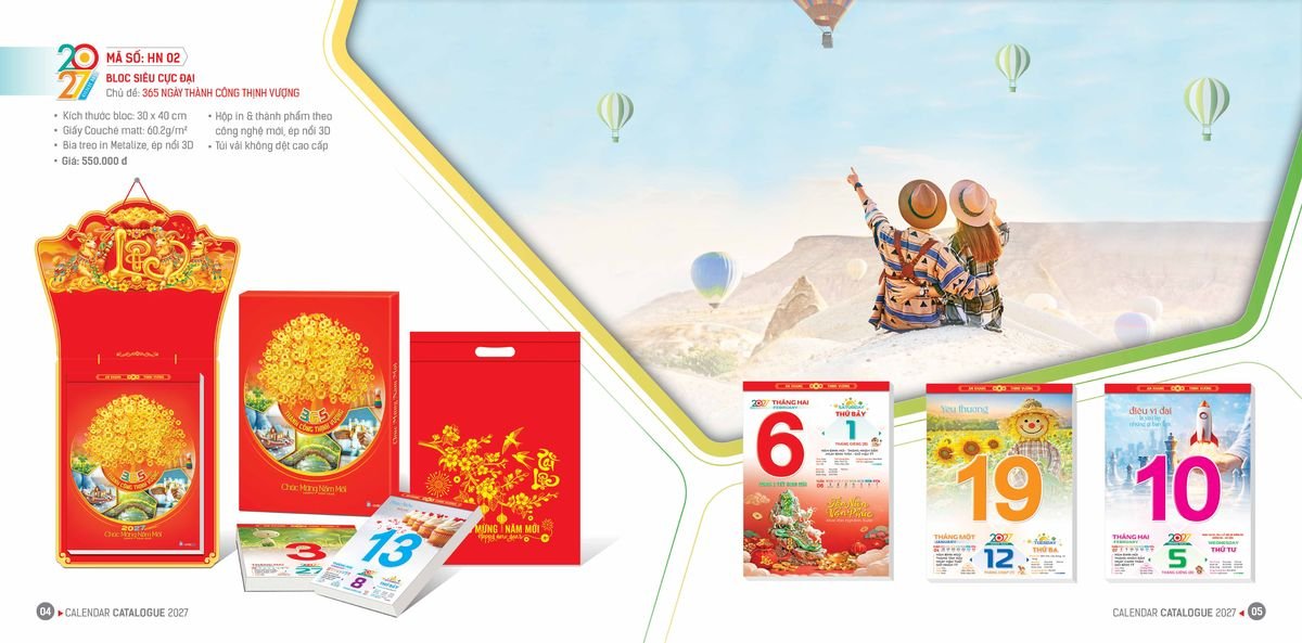 Lịch Bloc Hoa Niên 2027 Đông Phương DPHN01 Bộ Quà Tặng Doanh Nghiệp Thủy Tinh & Lịch