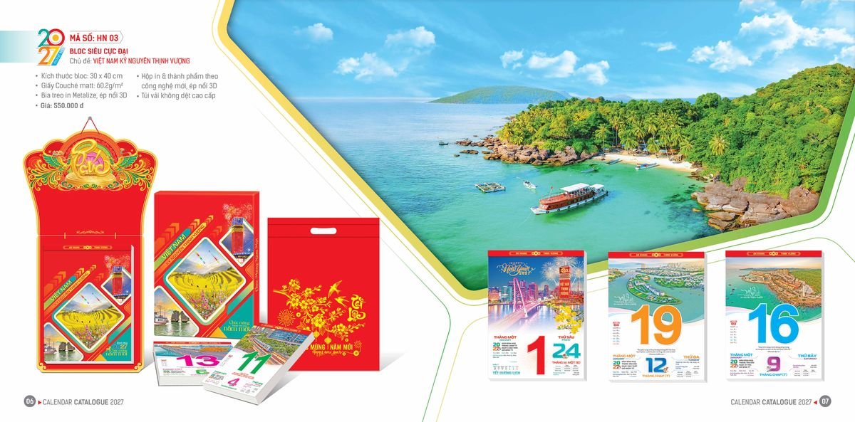 Lịch Bloc Hoa Niên 2027 Đông Phương DPHN02 Bộ Quà Tặng Doanh Nghiệp Thủy Tinh & Lịch