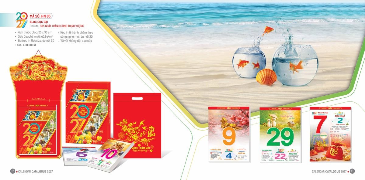 Lịch Bloc Hoa Niên 2027 Đông Phương DPHN04 Bộ Quà Tặng Doanh Nghiệp Thủy Tinh & Lịch