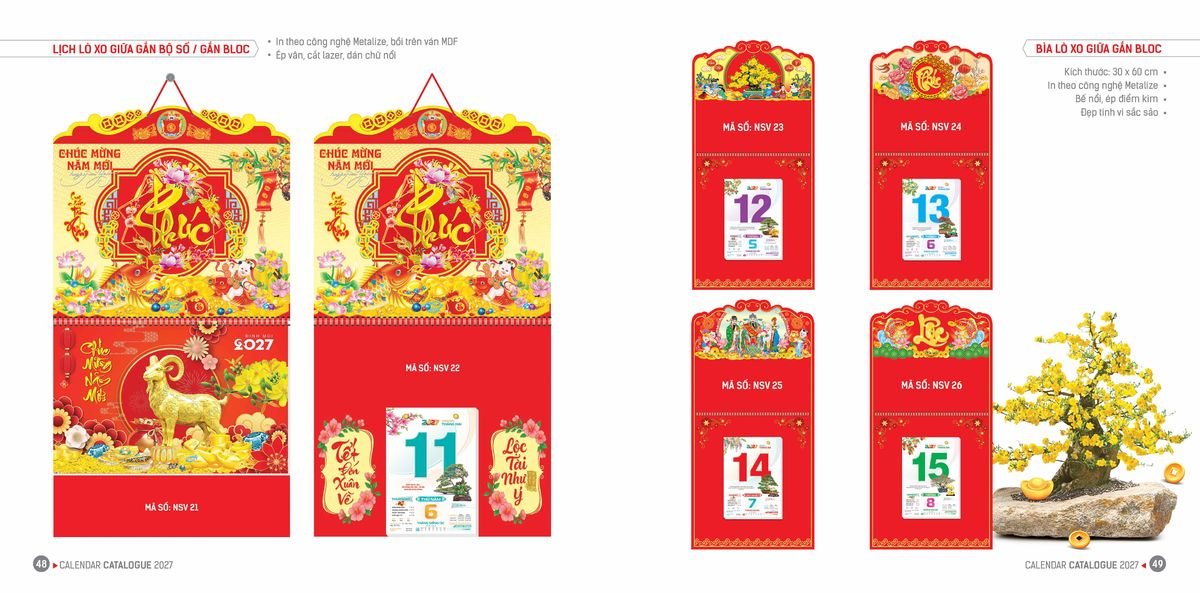Lịch Bloc Hoa Niên 2027 ĐP DPHN23 Bộ Quà Tặng Doanh Nghiệp Thủy Tinh & Lịch