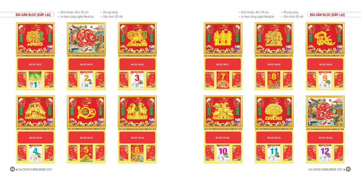 Lịch Bloc Hoa Niên 2027 ĐP DPHN26 Bộ Quà Tặng Doanh Nghiệp Thủy Tinh & Lịch