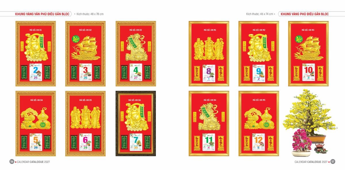 Lịch Bloc Hoa Niên 2027 ĐP DPHN27 Bộ Quà Tặng Doanh Nghiệp Thủy Tinh & Lịch