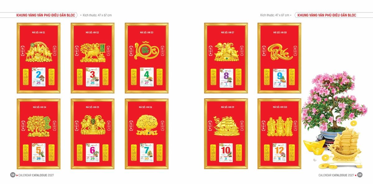 Lịch Bloc Hoa Niên 2027 ĐP DPHN28 Bộ Quà Tặng Doanh Nghiệp Thủy Tinh & Lịch