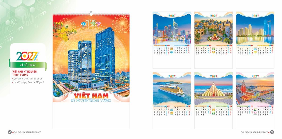 Lịch Bloc Hoa Niên 2027 ĐP DPHN32 Bộ Quà Tặng Doanh Nghiệp Thủy Tinh & Lịch