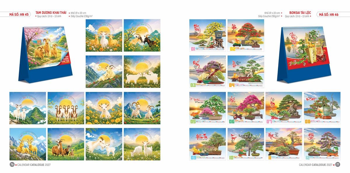 Lịch Bloc Hoa Niên 2027 ĐP DPHN37 Bộ Quà Tặng Doanh Nghiệp Thủy Tinh & Lịch