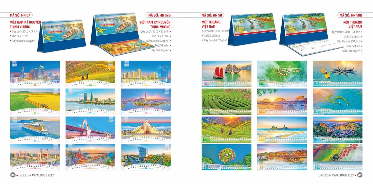 Lịch Bloc Hoa Niên 2027 ĐP DPHN43 Bộ Quà Tặng Doanh Nghiệp Thủy Tinh & Lịch