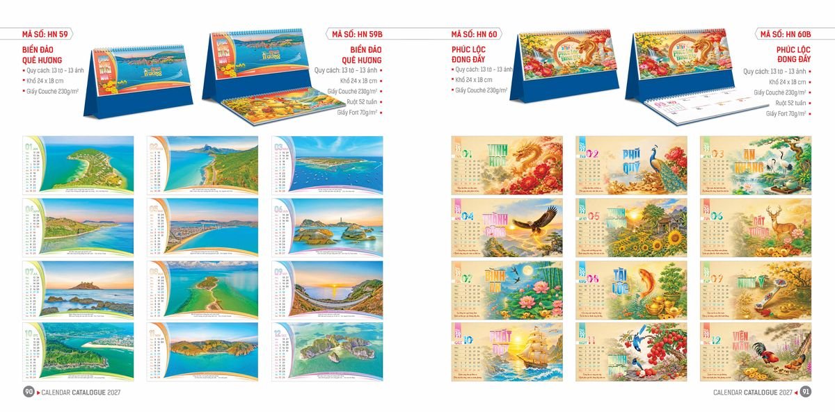 Lịch Bloc Hoa Niên 2027 ĐP DPHN44 Bộ Quà Tặng Doanh Nghiệp Thủy Tinh & Lịch