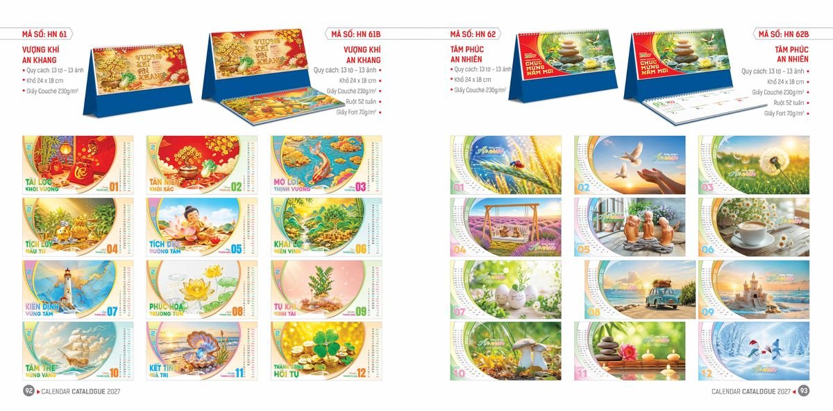 Lịch Bloc Hoa Niên 2027 ĐP DPHN45 Bộ Quà Tặng Doanh Nghiệp Thủy Tinh & Lịch