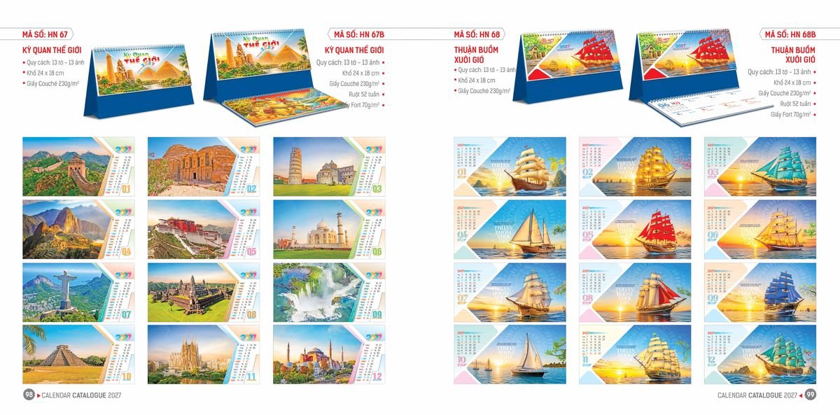Lịch Bloc Hoa Niên 2027 ĐP DPHN48 Bộ Quà Tặng Doanh Nghiệp Thủy Tinh & Lịch