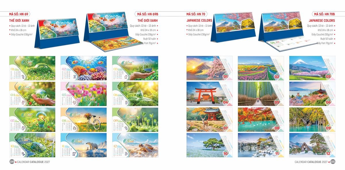 Lịch Bloc Hoa Niên 2027 ĐP DPHN49 Bộ Quà Tặng Doanh Nghiệp Thủy Tinh & Lịch