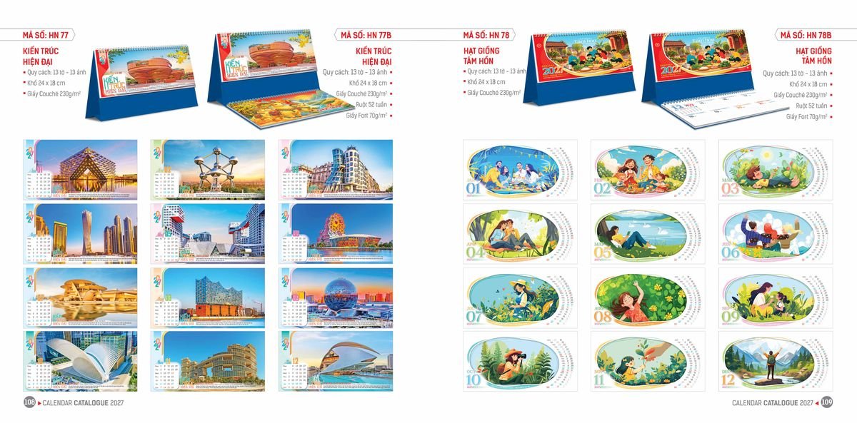 Lịch Bloc Hoa Niên 2027 ĐP DPHN53 Bộ Quà Tặng Doanh Nghiệp Thủy Tinh & Lịch