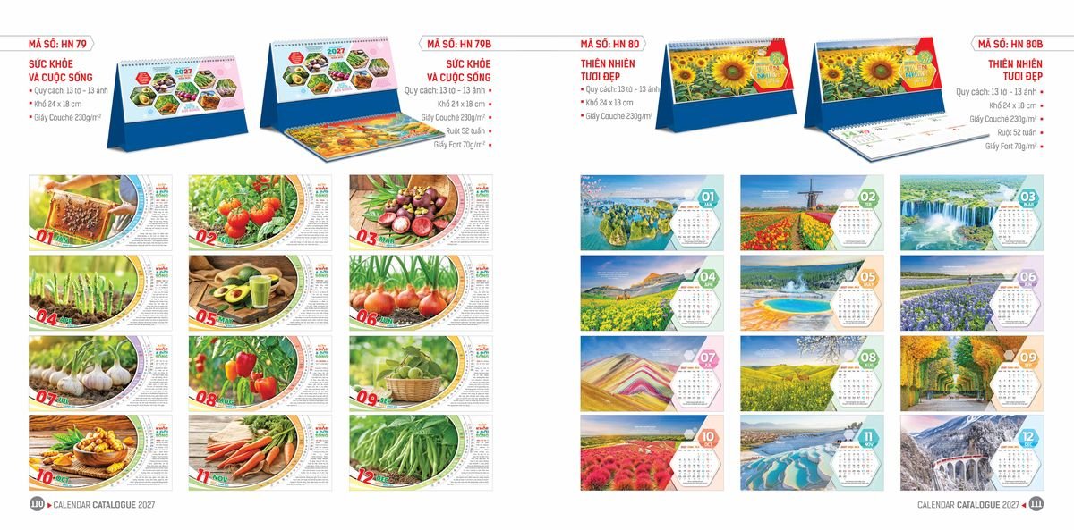 Lịch Bloc Hoa Niên 2027 ĐP DPHN54 Bộ Quà Tặng Doanh Nghiệp Thủy Tinh & Lịch