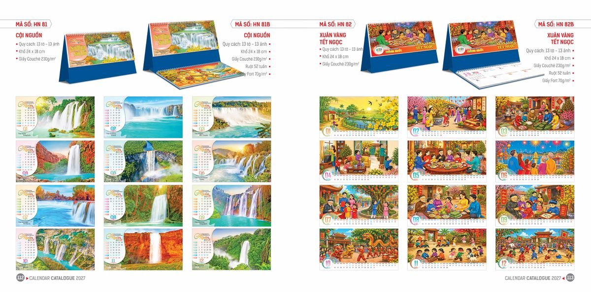 Lịch Bloc Hoa Niên 2027 ĐP DPHN55 Bộ Quà Tặng Doanh Nghiệp Thủy Tinh & Lịch