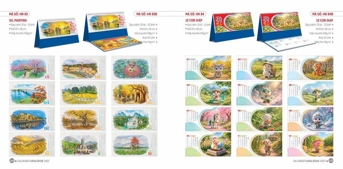 Lịch Bloc Hoa Niên 2027 ĐP DPHN56 Bộ Quà Tặng Doanh Nghiệp Thủy Tinh & Lịch