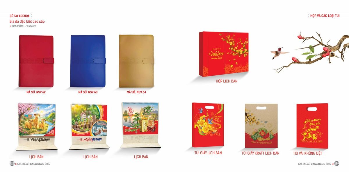Lịch Bloc Hoa Niên 2027 ĐP DPHN63 Bộ Quà Tặng Doanh Nghiệp Thủy Tinh & Lịch