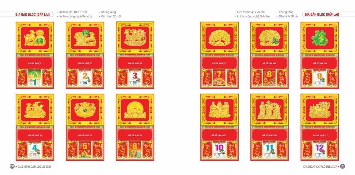 Lịch Bloc Hoa Niên 2027 ĐP DPHN64 Bộ Quà Tặng Doanh Nghiệp Thủy Tinh & Lịch