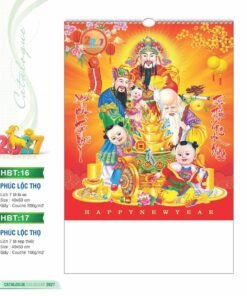 Lịch Treo Tường Lò Xo 2027 HBT Mẫu HBT16 - Phúc Lộc Thọ (40 x 60cm) Bộ Quà Tặng Doanh Nghiệp Thủy Tinh & Lịch in logo doanh nghiệp quà tặng Tết tại Quà Tặng Thủy Tinh VN