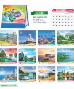 Lịch Để Bàn 2027 HBT Mẫu HBT37 (19 x 21cm) Bộ Quà Tặng Doanh Nghiệp Thủy Tinh & Lịch in logo doanh nghiệp quà tặng Tết tại Quà Tặng Thủy Tinh VN