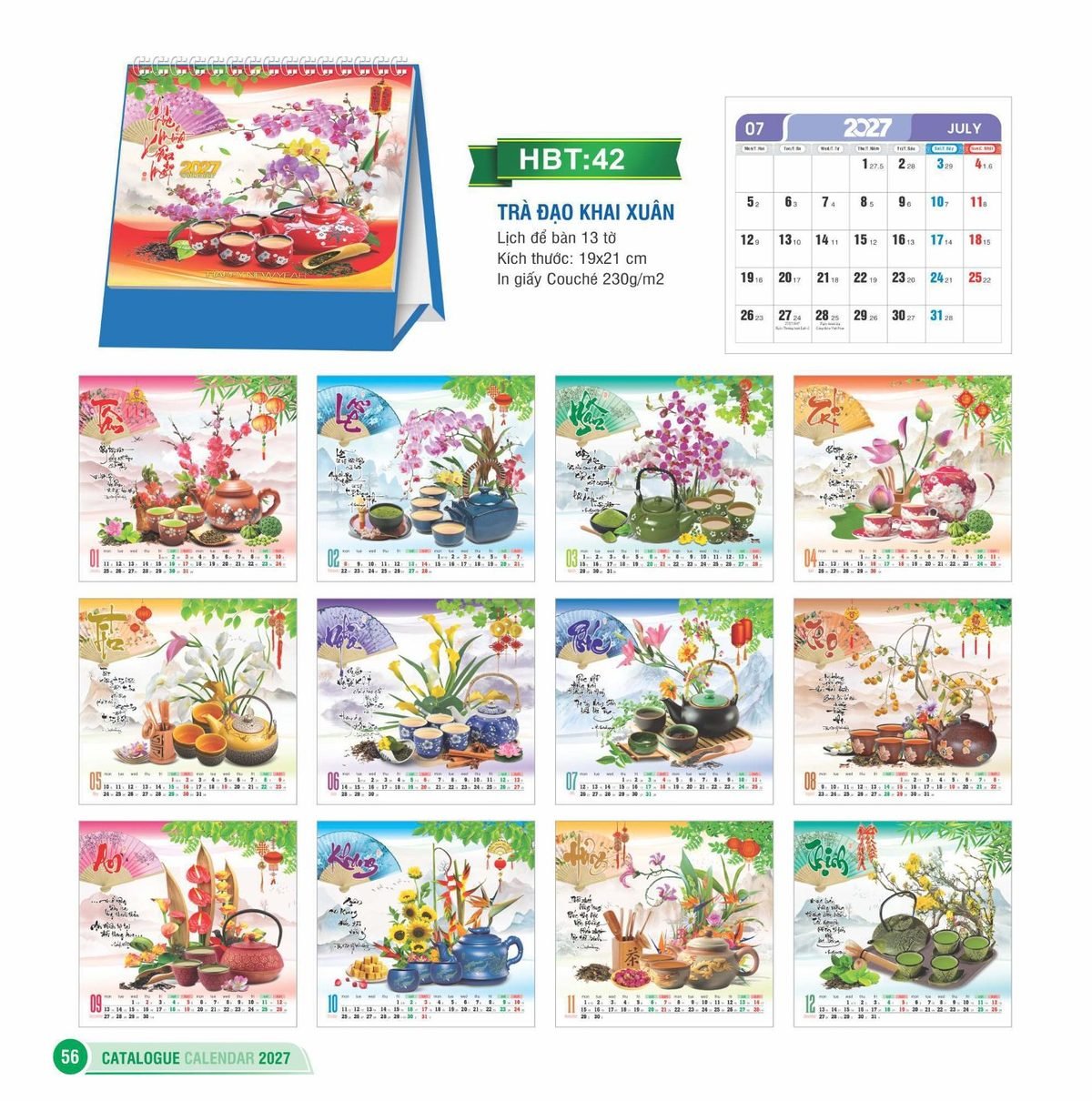 Lịch Để Bàn 2027 HBT Mẫu HBT43 (19 x 21cm) Bộ Quà Tặng Doanh Nghiệp Thủy Tinh & Lịch Lịch Để Bàn 2027 HBT Mẫu HBT43 (19 x 21cm) Bộ Quà Tặng Doanh Nghiệp Thủy Tinh & Lịch in logo doanh nghiệp quà tặng Tết tại Quà Tặng Thủy Tinh VN