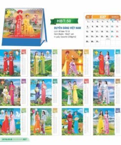 Lịch Để Bàn 2027 HBT Mẫu HBT50 (19 x 21cm) Bộ Quà Tặng Doanh Nghiệp Thủy Tinh & Lịch in logo doanh nghiệp quà tặng Tết tại Quà Tặng Thủy Tinh VN