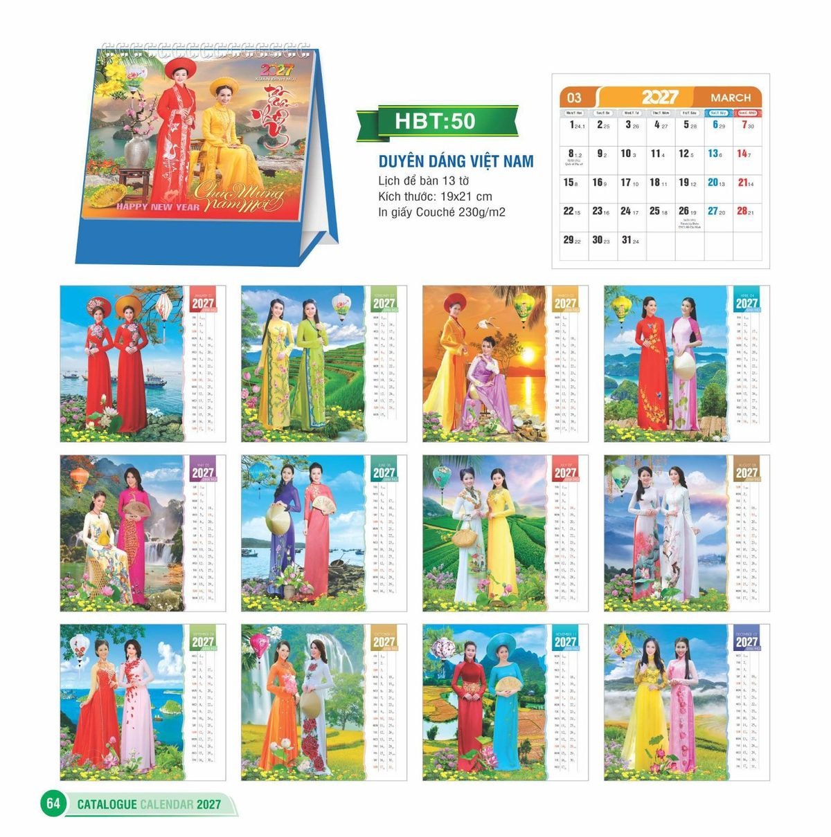 Lịch Để Bàn 2027 HBT Mẫu HBT50 (19 x 21cm) Bộ Quà Tặng Doanh Nghiệp Thủy Tinh & Lịch Lịch Để Bàn 2027 HBT Mẫu HBT50 (19 x 21cm) Bộ Quà Tặng Doanh Nghiệp Thủy Tinh & Lịch in logo doanh nghiệp quà tặng Tết tại Quà Tặng Thủy Tinh VN