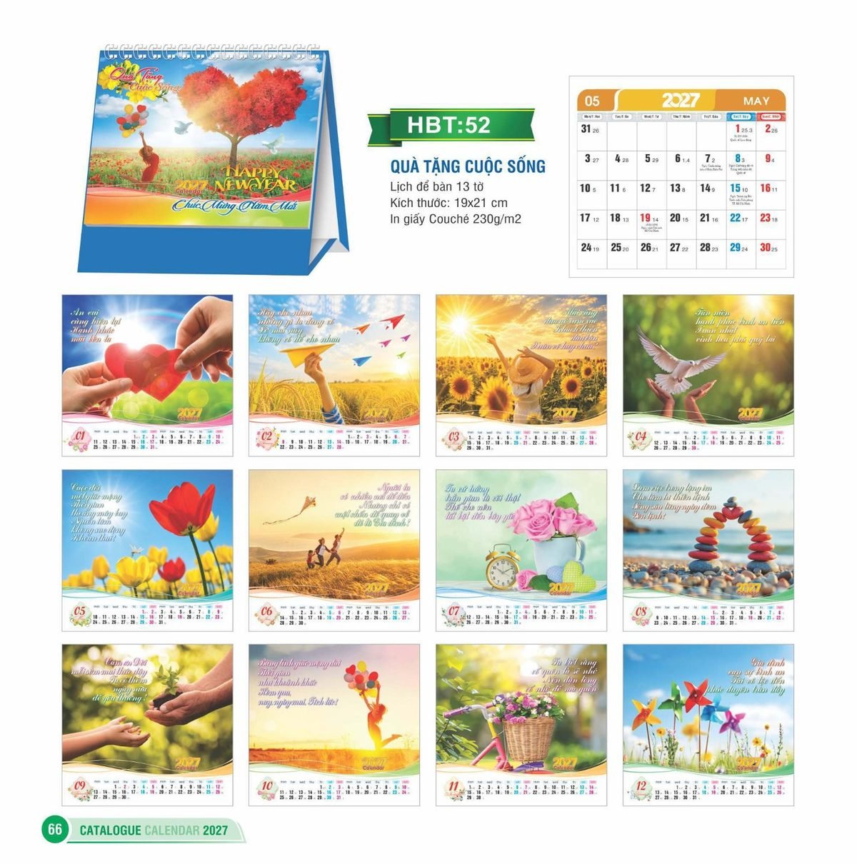 Lịch Để Bàn 2027 HBT Mẫu HBT52 (19 x 21cm) Bộ Quà Tặng Doanh Nghiệp Thủy Tinh & Lịch Lịch Để Bàn 2027 HBT Mẫu HBT52 (19 x 21cm) Bộ Quà Tặng Doanh Nghiệp Thủy Tinh & Lịch in logo doanh nghiệp quà tặng Tết tại Quà Tặng Thủy Tinh VN