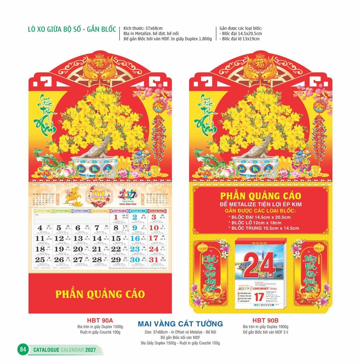 Lịch Treo Tường Lò Xo 2027 HBT Mẫu HBT90B (11 x 12 cm) Bộ Quà Tặng Doanh Nghiệp Thủy Tinh & Lịch Lịch Treo Tường Lò Xo 2027 HBT Mẫu HBT90B (11 x 12 cm) Bộ Quà Tặng Doanh Nghiệp Thủy Tinh & Lịch in logo doanh nghiệp quà tặng Tết tại Quà Tặng Thủy Tinh VN