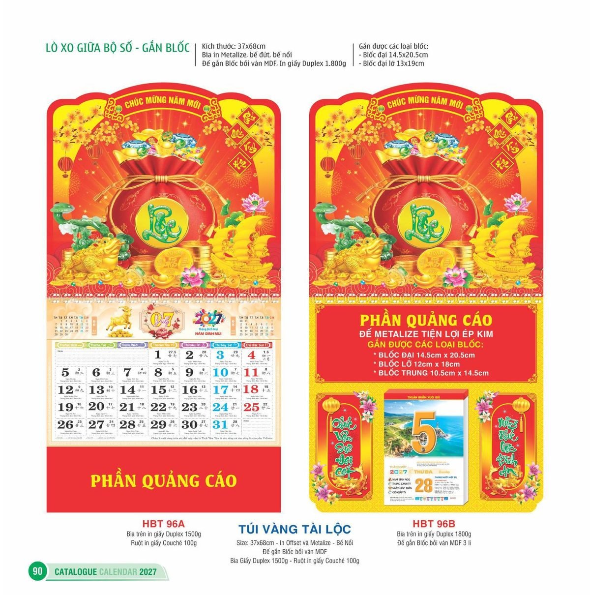 Lịch Treo Tường Lò Xo 2027 HBT Mẫu HBT96B (20 x 21 cm) Bộ Quà Tặng Doanh Nghiệp Thủy Tinh & Lịch Lịch Treo Tường Lò Xo 2027 HBT Mẫu HBT96B (20 x 21 cm) Bộ Quà Tặng Doanh Nghiệp Thủy Tinh & Lịch in logo doanh nghiệp quà tặng Tết tại Quà Tặng Thủy Tinh VN