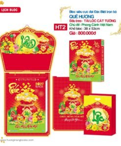 Lịch Bloc Siêu Cực Đại 2027 HT Mẫu HT2 - Tài Lộc Cát Tường (38 x 53cm) Bộ Quà Tặng Doanh Nghiệp Thủy Tinh & Lịch in logo doanh nghiệp quà tặng Tết tại Quà Tặng Thủy Tinh VN